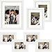 Frametory, Set of 7 Gallery Wall Frames White Photo Frame with Ivory Color Mat & Real Glass