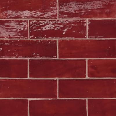 Bedrosians Zagora Rectangular 2 in. x 6 in. Glossy Rouge Ceramic Tile (8.07 sq. ft./Case)