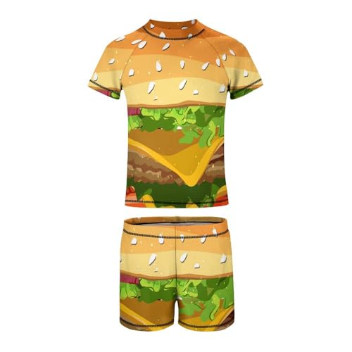 Cheeseburger Fast Food PatternChildren's Swimsuits Boys Two Piece Suit10-12Y（150cm）2