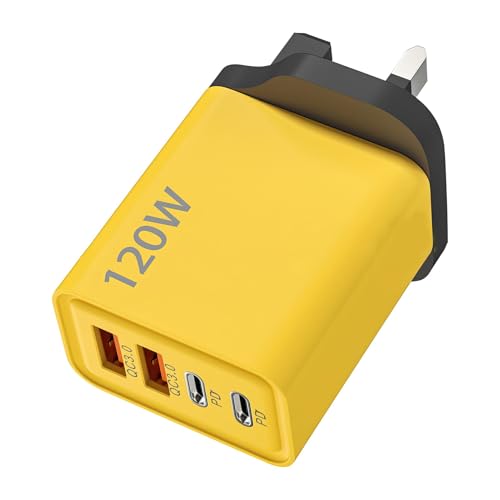 120W USB C Plug 4-Port Charger Plugs Fast Charging Travel Plug Adapter with 2 usb and 2 PD Port Wall Charging Head Universal Power Charging Compatible with Most Electronic Products 120W USB C Plug 4-Port Charger Plugs Fast Charging Travel Plug Adapter with 2 usb and 2 PD Port Wall Charging Head Universal Power Charging Compatible with Most Electronic Products