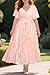 Plus Size Pink Dress for Women Summer Maxi Wrap V Neck Easter Semi Formal Lace Floral Long Flowy Dresses with Belt