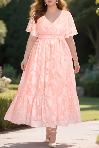 Image of Pinup Fashion Plus Size Wedding Guest Formal Cocktail A Line Long Dress