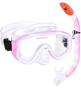 Kids Snorkel Set, Children Anti-Fog Diving Mask Swimming Goggles Dry Top Snorkel Equipment Snorke...