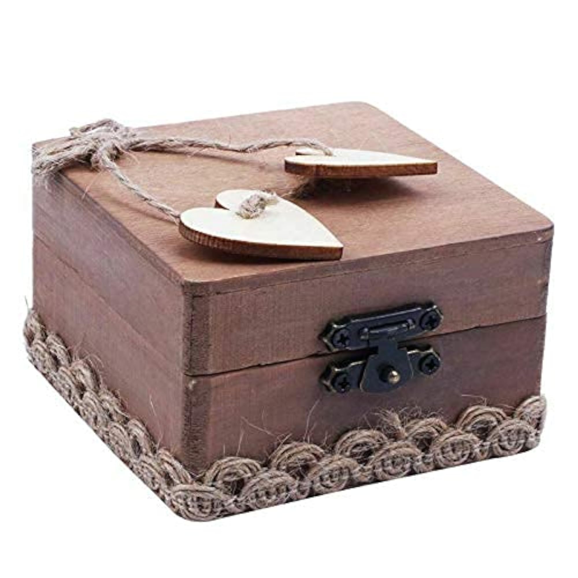 Imported Wooden Heart-Shaped Decorated Wedding Ring Bearer Holder