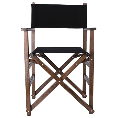 Silla de Director de Madera Nogal con Lona de Color Negra