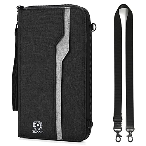 Zoppen Passport Holder Family Travel Wallet Passport Holder Women/Men, Rfid Passport Wallet Travel Document Organizer, Passport And Doument Holder For Travel, Black #TOP14