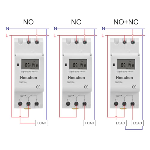 Heschen Digitaler LCD-Stromzeitschaltuhr, wöchentlich programmierbar Relais, THC15A, AC220-240V, 16A, SPST, 35mm DIN-Schi