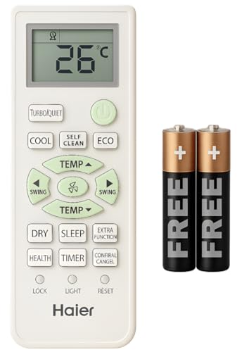 Image of K2 Haier AC Remote - Compatible with Haier Twin /Dual Inverter Split AC 1.5 Ton | LCD Display | Free Batteries | 5 Years Warranty (Work Only When Your Old Remote Same)