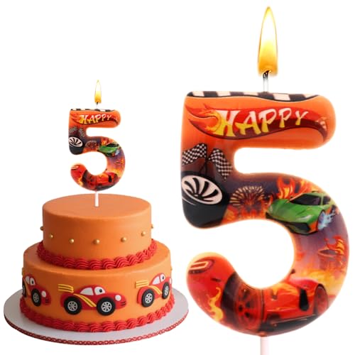 Velas de Hot Wh-els Cumpleaños, Obra de Hot Wh-els Decoración, Velas 3D Infantiles, Decoración Cumpleaños 5 Años