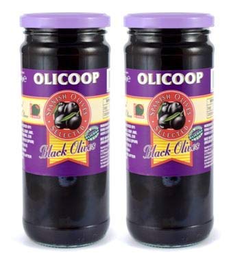 Black Pitted Olive, 450g, Combo Pack of 2, Product of Spain, for Authentic Taste in Cooking, Snacking, Pizzas toppings or Italian Pastas Ingredient