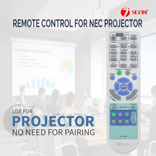 Image of 7SEVEN Compatible with NEC Projector Remote Original Model RD-448E Suitable for RD448E V300X+ V260 V260X+ RD-443 NP-VE280 V230X NP-M260W and Many More Model's - Ensure Match Key by Key