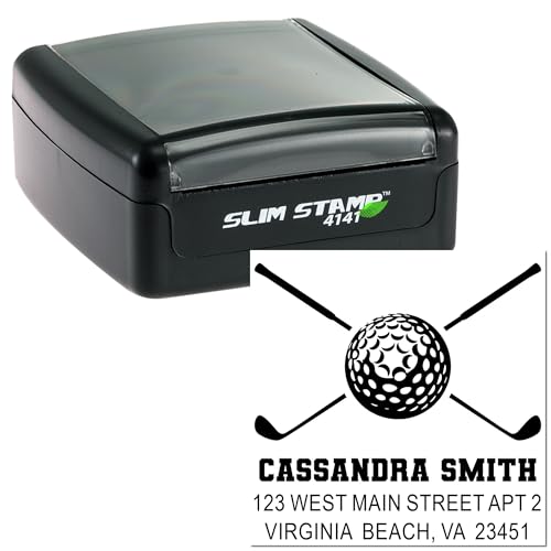 Image of Golf Crossed Clubs Rubber Stamp, Customizable Monogram Stamper, 1-5 /8 Square Wood Handle, Unique Gift for Golfers, Personalized Club Design