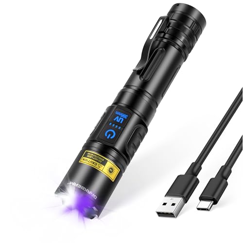 DARKBEAM UV Flashlight Blacklight 395nm Black Light, High Lumens LED Flashlights USB Rechargeable Super Bright for Camping, Powerful Woods Lamp Pet Urine, Uranium Glass Detector, Resin Curing