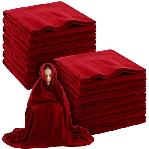 Tudomro 6 Pcs 64 x 90 Fire Retardant Blankets First Aid Red Warm Fire Retardant Blanket for Outdoors Camping Stadium Picnics Travel