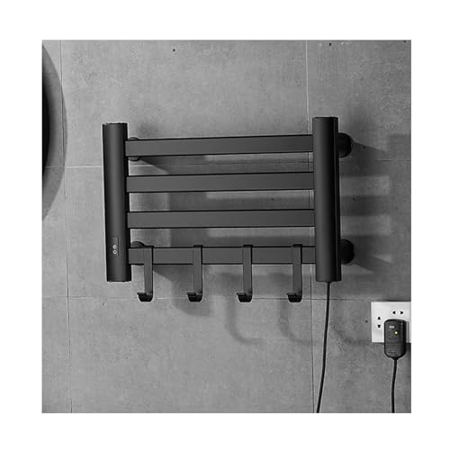 Toallero Calefactor de Aluminio Negro de línea Derecha para Montaje en Pared, con Temperatura Constante, Ideal para baños, spas y hoteles.