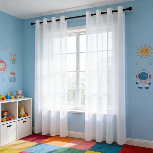 Voilage pour bloquer les regards et les UV de 150 x 285 cm blanc