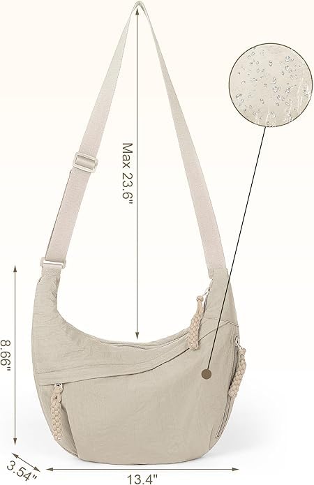 Bolso bandolera para mujer, tela nylon negro miniatura 3