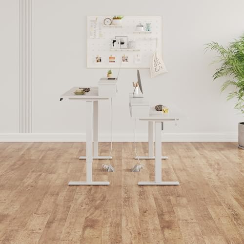 MZPVK Standing Desk 47 x 24 inch,Height Electric Adjustable Computer Desk with 2 Drawers,Stand Up Gaming Desk with Power Outlets & Storage Hook Console,Sit Stand Desk,Office Desk(White) - Image 5