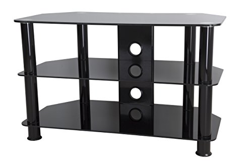 AVF SDC800CMBB-A TV Stand for 10-inch to 42-inch TVs, Black Glass, Black Legs