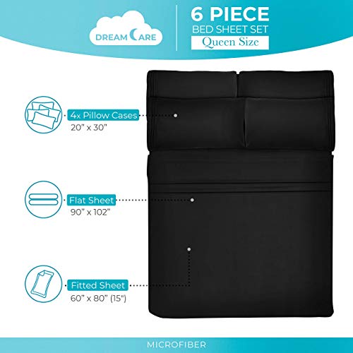 Image of DREAMCARE Queen Sheets - 6 pcs Breathable Cooling Sheets Queen - up to 15 inch