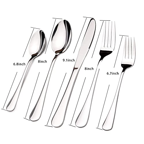 Silverware-Set-for-8-40-Piece-Heavy-Duty-Stainless-Steel-Flatware-Utensils-Cutlery-Set-Including-Steak-Knife-Fork-and-Spoon-Dishwasher-Safe-Gift-Package-for-Wedding-Housewarming Silverware Set for 8 40 Piece Heavy Duty Stainless Steel Flatware Utensils Cutlery Set Including Steak Knife Fork and Spoon Dishwasher Safe Gift Package for Wedding Housewarming