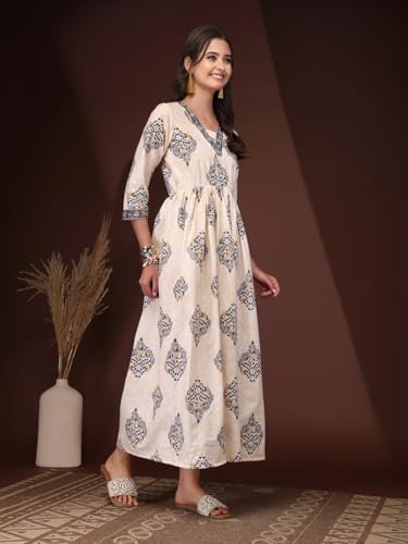 Image of Deavish Women Rayon Printed Full Length Fit & Flared Western Maxi Dress | Maxi Dress for Women