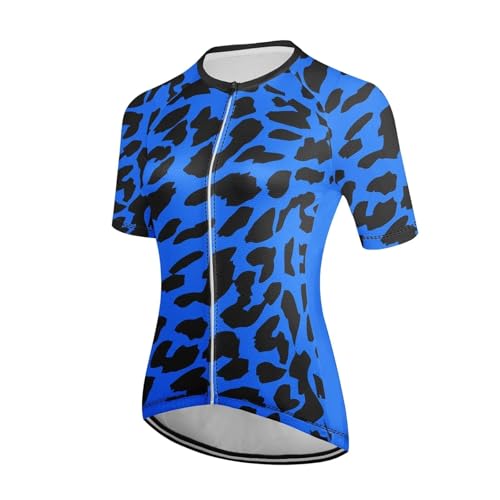ZMCGNO Maillot de Ciclismo de Manga Corta for Mujer, for Ciclismo de montaña, Ciclismo de Carretera, Transpirable, de Secado rápido(Blue,M)