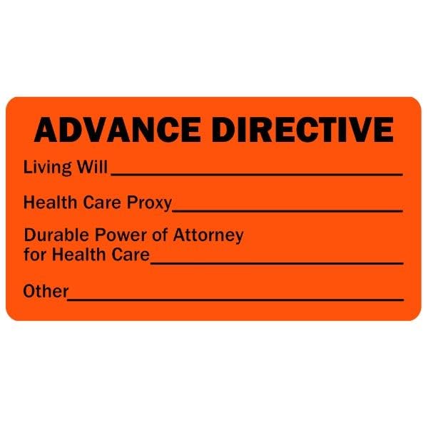 LabelValue.com | Advance Directive Medical Labels Orange 2x1 500 Labels Per Roll