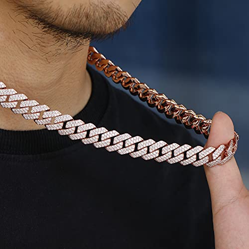 Hip Hop Mens Full Iced Out 15mm 18K Gold/White Rose Gold Plated CZ Miami Cuban Link Chain Choker 18"-24" Necklace or 7.5"-8.5" Bracelet with Gift Box4