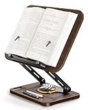 SupeDesk Buchständer zum Lesen, Buchhalter mit 360° drehbarer hölzerner Basis & Stiftschlitz, verstellbarer Holz-Buchhalter Leseständer mit elastischem Kugel-Seitenclip für Zeitschrift,Tablet,Laptop
