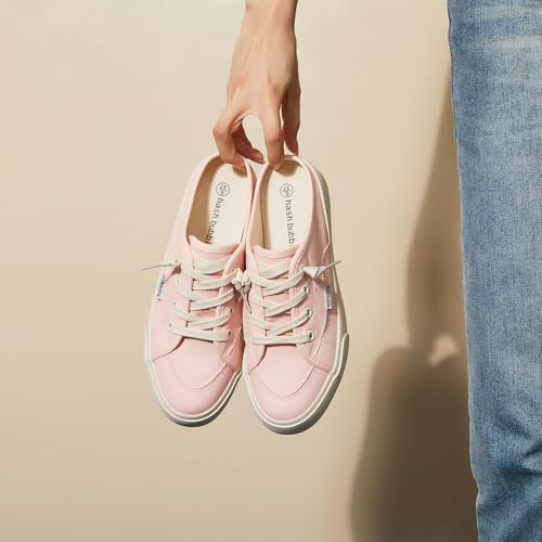 Image of hash bubbie Women's Mules Slip on Sneakers Canvas Tennis Shoes | backless summer close toed sandals non slip on walking casual comfortable