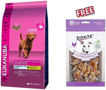 Eukanuba Large Breed Diet Adult Dog Food for Weight Control 15kg Helps manage weight loss and maintenance wth Ingredients & High Levels of Animal-based Protein