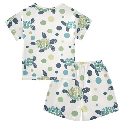 ALAZA Turtles Polka Dots Pajama Set Short Sleeve Sleepwear Soft Lounge Nightwear2