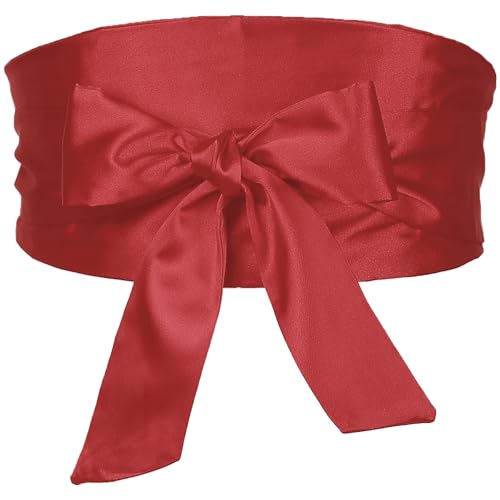 Women Plus Size Satin Silky Obi Belt, Self-Tie Wrap Wide Sash Waistband Belt for Dress Bridal