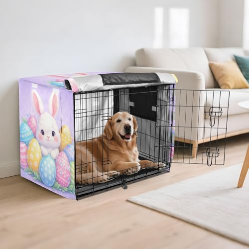 Housse de cage pour chien violette lapin de Pâques XL lavable - 7