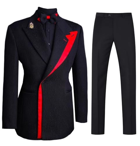 Ulnomio Men's Casual Suit 2-Piece Formal Business Office Tuxedos Small Fragrant Wind Jacket with Trousers