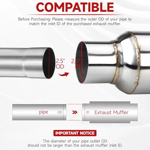 Image of LCGP 2.5 inch inlet & outlet Universal Resonator, 16 inch Long Performance Muffler, Weld- On, Straight Through Design, Deep Tone