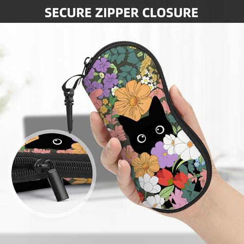Image of Sunglasses Soft Case, Cute Ultra Light Portable Neoprene Zipper Eyeglass Glasses Case with Belt Clip for Men Women