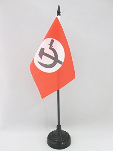 Bandera De Mesa Rosa 15x10 Cm - AZ FLAG, Poliéster, Con Base Y Mástil De Plástico Negro