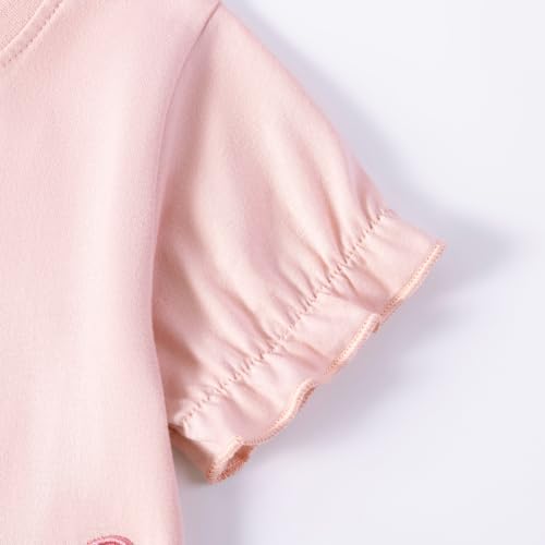 Image of Girls Cotton Long Sleeve Casual Cartoon Appliques Striped Jersey Dresses