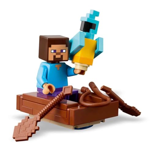 Minecraft Casa nella Giungla Esplosiva - Giocattolo Interattivo con Modello di Barca, Figure di Steve, Creeper e Zombie, Funzione TNT - Regalo per Gamer, Bambini e Bambine da 8 Anni in su - 21275 - Lego - Immagine 6