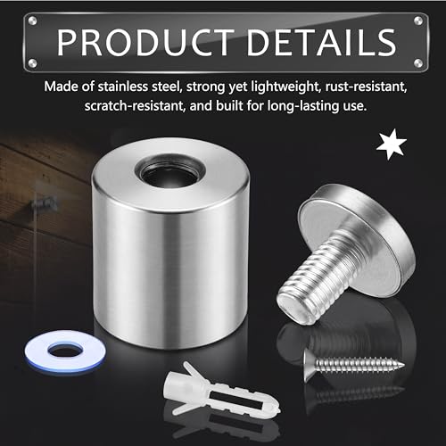 Image of Pelopy 12 Pcs Sign Standoff Screws Advertising Screws Stainless Steel Wall Standoff Mounts Glass Acrylic Nail (1 x 1-3 /16 Inch)