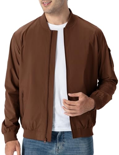 Image of TBMPOY Men's Windproof Bomber Jackets Lightweight Track Jackets Windbreaker Outdoor Golf Fashion Coat