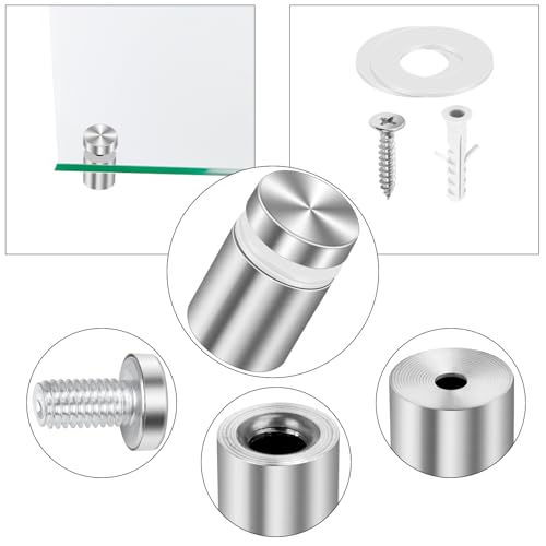 Dreamtop 20 Pcs Stand Off Fixings 19x25mm Stainless Steel Advertising Screw Sign Holders Standoff Screws Standoff Wall Fixings Glass Standoff Bolt Advertising Nails for Sign Displays