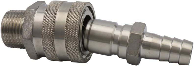 1/2"NPT Beer Quick Disconnect Set, 1/2" Barb 304 Stainless Steel Quick Connector Kit Moonshine Fitting Connectors Brewing(Type 1)