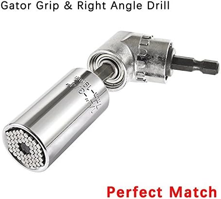 Newder Universal Socket+105 Degree Right Angle Drill,7mm-19mm Multifunctional Cordless Ratchet Adapter Socket Wrench Set, Impact Grade Driver Sockets Adapter Extension Set,Screwdriver Set Hex Bit