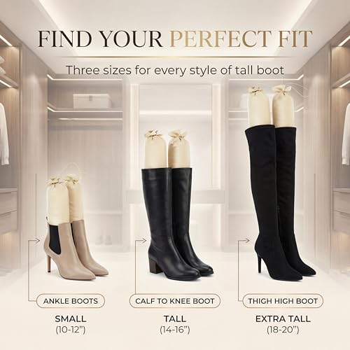 Image of Boot Shapers for Tall Boots with Cinched String for Hanging