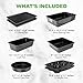 NutriChef 8-Piece Stackable Nonstick Bakeware Set - Premium Steel Baking Pans Set - Includes Round Cake Pan, 6-Cup Muffin Pans, Wide/Square Brownie & Loaf Pans, Cookie Sheet, & Roaster Pan (Black)