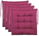 Brandsseller Sitzkissen Dekokissen Stuhlkissen Zierkissen Gartenkissen - 9er Steppung- in Verschiedene Motive (4er-Paket, Beerenrot)