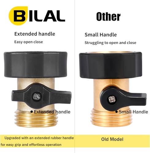 Garden Hose Shut Off Valve, Easy Grip Rubber Handle, 3/4\" Heavy Duty Solid Brass Fittings Water Hose Shutoff Valve with 2 Pcs Hose Washers